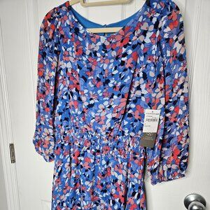 NWT Vince Camuto Dress Blue Floral Size 8